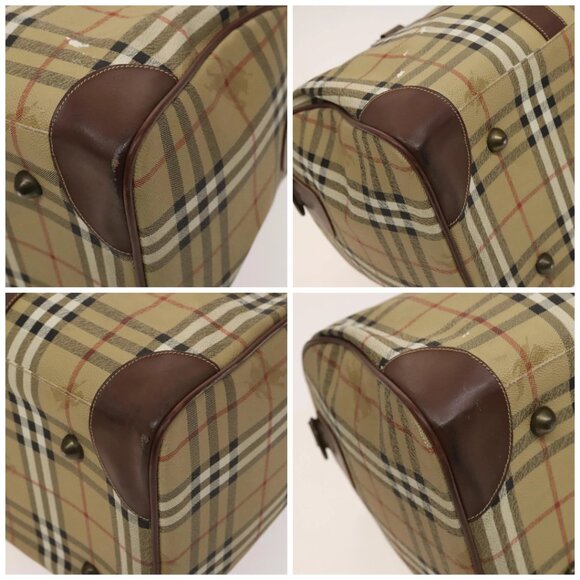 Burberrys Nova Check Boston Bag PVC Leather 2way Beige Gold Auth 131032 - Picture 14 of 14